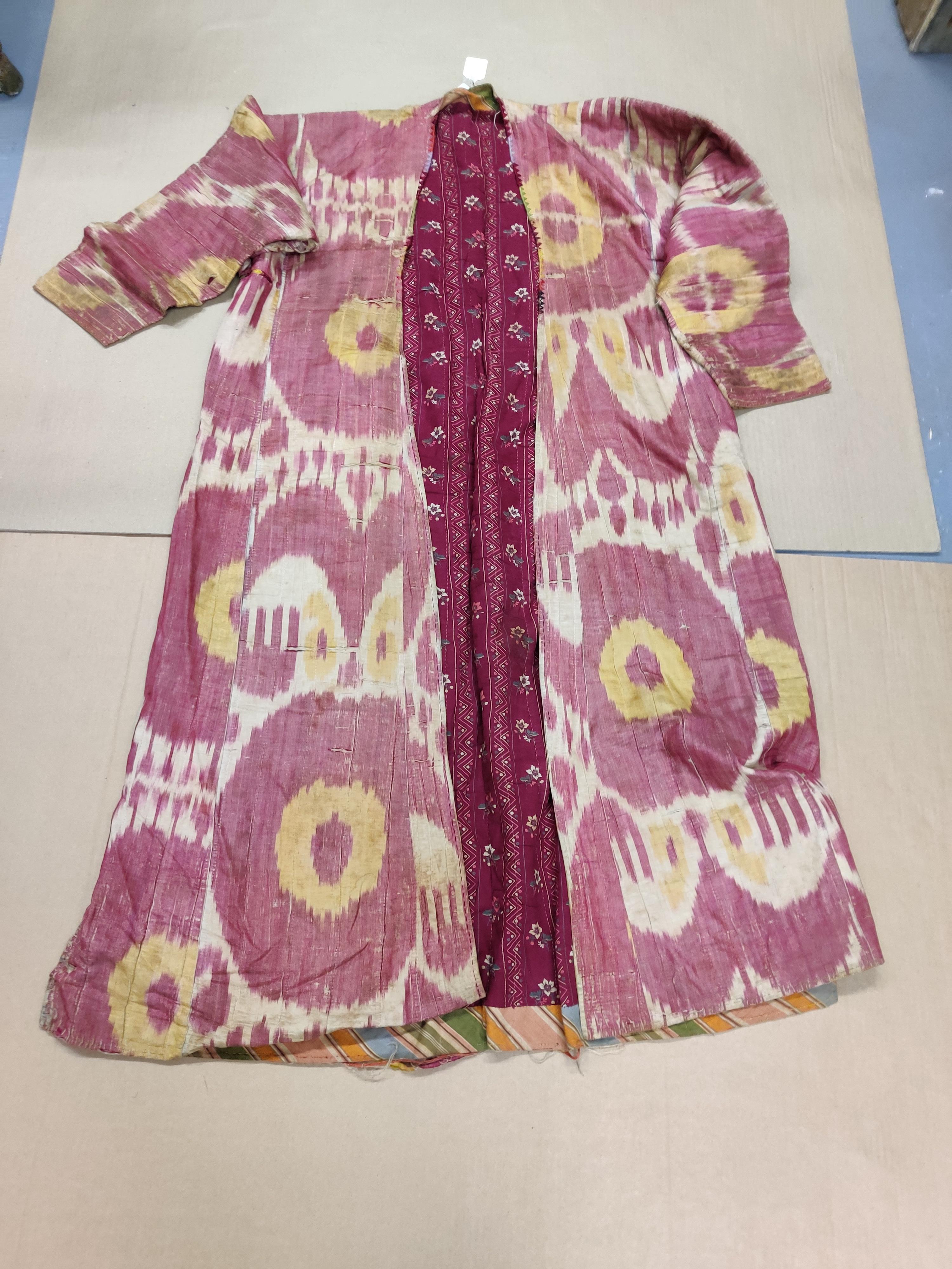 Lot 177 - TWO QUILTED IKAT LADIES' CHAPAN, UZBEKISTAN,