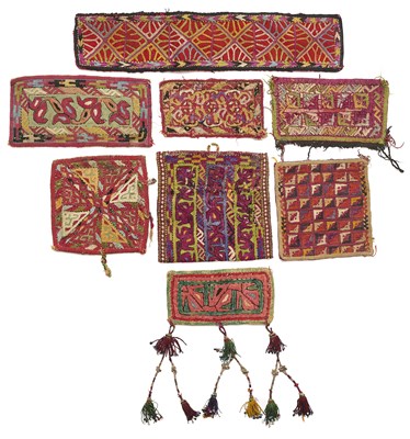 Lot 181 - A COLLECTION OF EIGHT SMALL EMBROIDERIES, CENTRAL ASIA, LATE 19TH/EARLY 20TH CENTURY