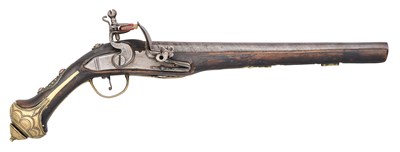 Lot 141 - AN OTTOMAN 20 BORE FLINTLOCK HOLSTER PISTOL, 19TH CENTURY