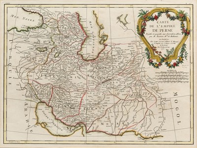 Lot 477 - A HAND COLOURED MAP OF PERSIA, RIGOBERT BONNE, PUBLISHED PARIS, 1771
