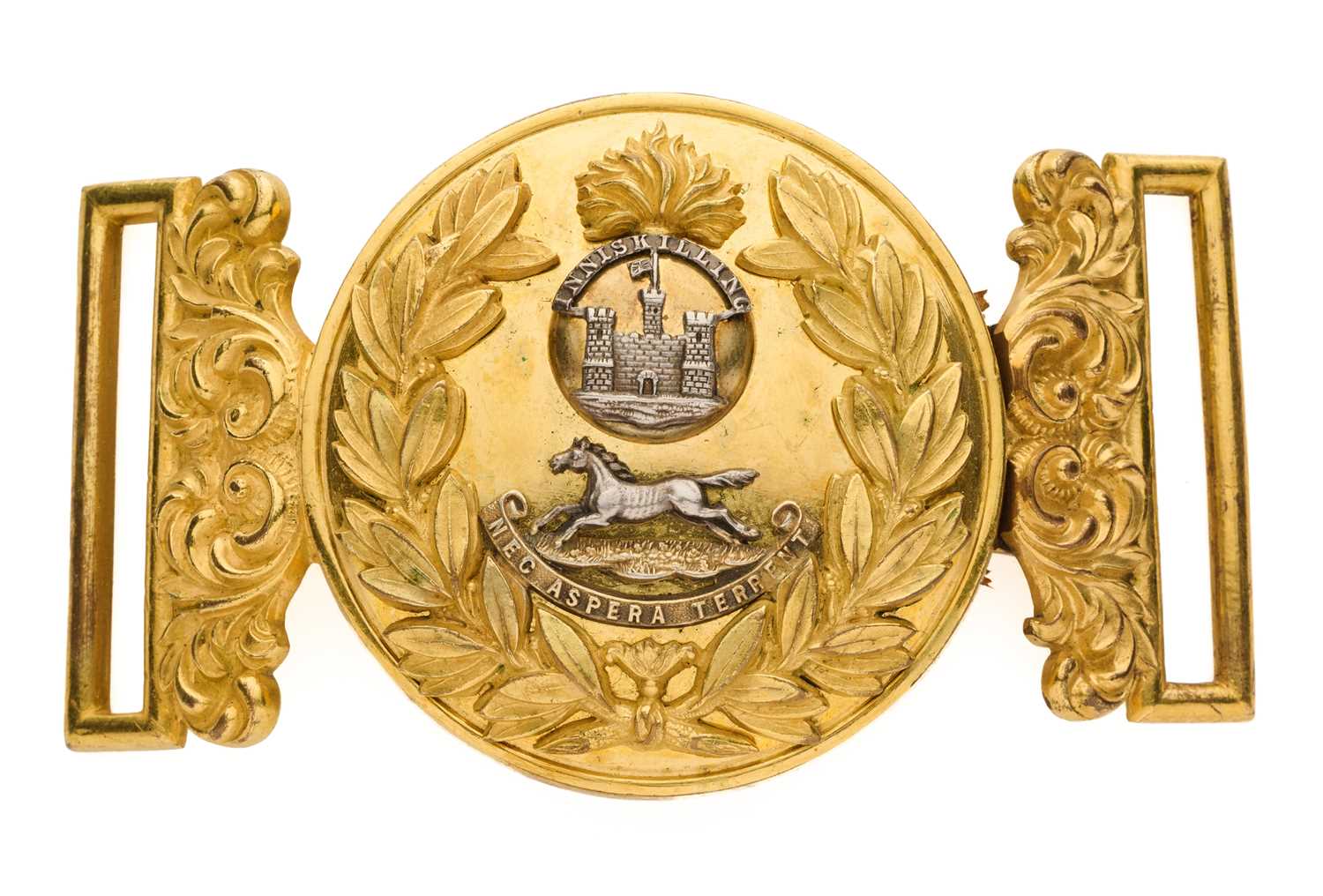 Lot 597 - A 27TH (INNISKILLING) REGIMENT OF FOOT OFFICER'S WAIST BELT CLASP, CIRCA 1837-55