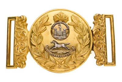 Lot 597 - A 27TH (INNISKILLING) REGIMENT OF FOOT OFFICER'S WAIST BELT CLASP, CIRCA 1837-55