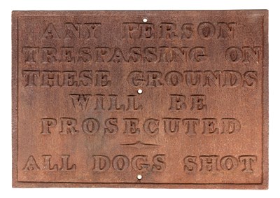 Lot 557 - A CAST-IRON ESTATE SIGN, 20TH CENTURY