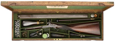 Lot 239 - A CASED 30 BORE PERCUSSION SHORT D.B. SPORTING RIFLE BY JOS.H MANTON & SON