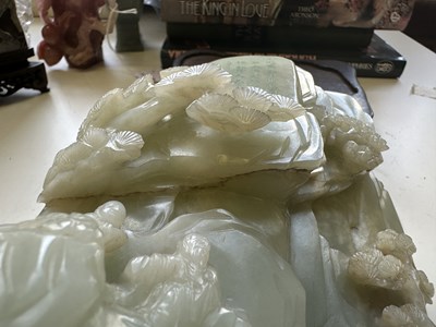 Lot 24 - A CHINESE IMPERIALLY INSCRIBED JADE MOUNTAIN, QING DYNASTY