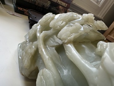 Lot 24 - A CHINESE IMPERIALLY INSCRIBED JADE MOUNTAIN, QING DYNASTY