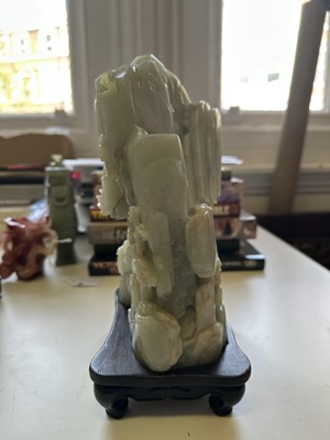 Lot 24 - A CHINESE IMPERIALLY INSCRIBED JADE MOUNTAIN, QING DYNASTY