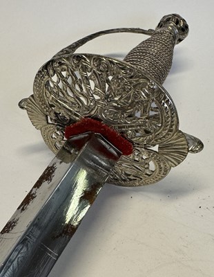 Lot 48 - A FINE ENGLISH SILVER-HILTED SMALL-SWORD RETAILED BY BOCK, COCKSPUR STREET, CHAR. CROSS, CIRCA 1768