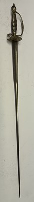 Lot 51 - AN ENGLISH SILVER-HILTED SMALL-SWORD, LONDON SILVER HALLMARKS FOR 1764, MAKER’S MARK OF