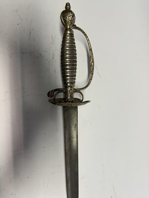 Lot 51 - AN ENGLISH SILVER-HILTED SMALL-SWORD, LONDON SILVER HALLMARKS FOR 1764, MAKER’S MARK OF