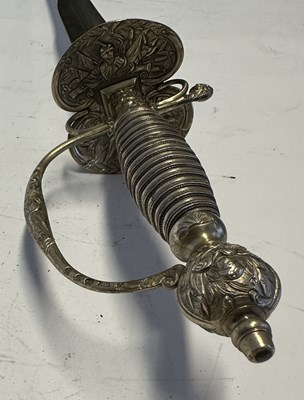 Lot 51 - AN ENGLISH SILVER-HILTED SMALL-SWORD, LONDON SILVER HALLMARKS FOR 1764, MAKER’S MARK OF