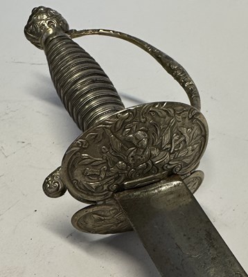 Lot 51 - AN ENGLISH SILVER-HILTED SMALL-SWORD, LONDON SILVER HALLMARKS FOR 1764, MAKER’S MARK OF