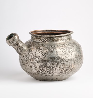 Lot 141 - A TINNED COPPER EWER, PERSIA OR AFGHANISTAN, 17TH/18TH CENTURY