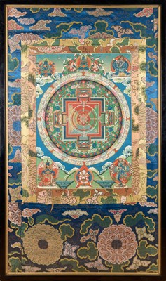 Lot 112 - A THANG-KA DEPICTING A MANDALA, TIBET, 18TH/19TH CENTURY