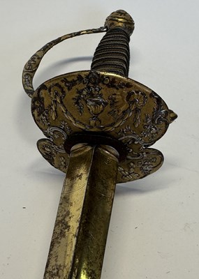 Lot 54 - A FINE FRENCH SMALL-SWORD WITH CHISELLED AND GILT HILT, MID-18TH CENTURY