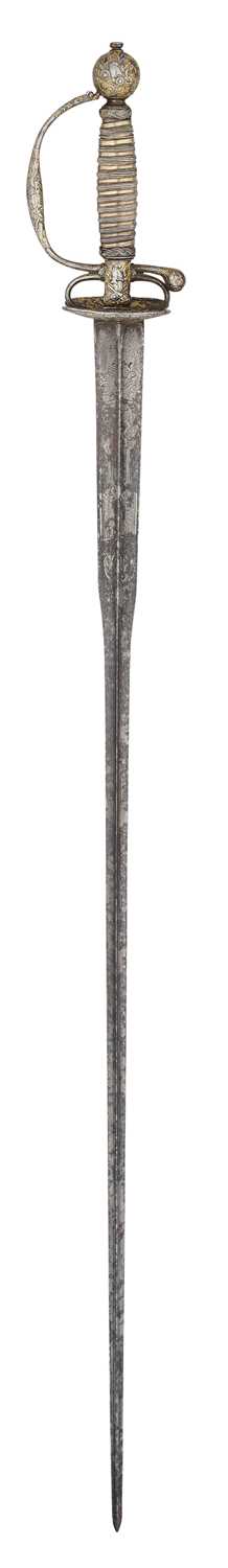 Lot 61 - A FRENCH SMALL-SWORD WITH CHISELLED AND GILT HILT, MID-18TH CENTURY