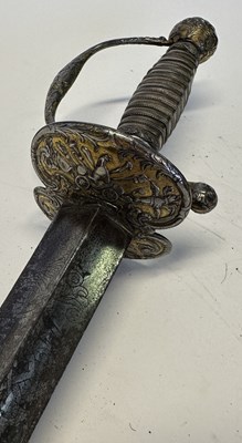 Lot 61 - A FRENCH SMALL-SWORD WITH CHISELLED AND GILT HILT, MID-18TH CENTURY