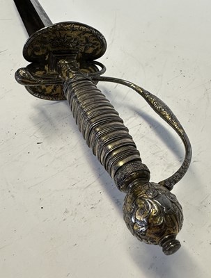 Lot 61 - A FRENCH SMALL-SWORD WITH CHISELLED AND GILT HILT, MID-18TH CENTURY
