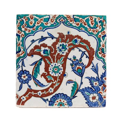 Lot 109 - AN IZNIK TILE, OTTOMAN ANATOLIA, LATE 16TH CENTURY