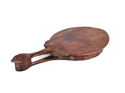 Lot 498 - A CARVED WOOD PRIEST'S STOOL, KERALA, SOUTH INDIA, 19TH/20TH CENTURY