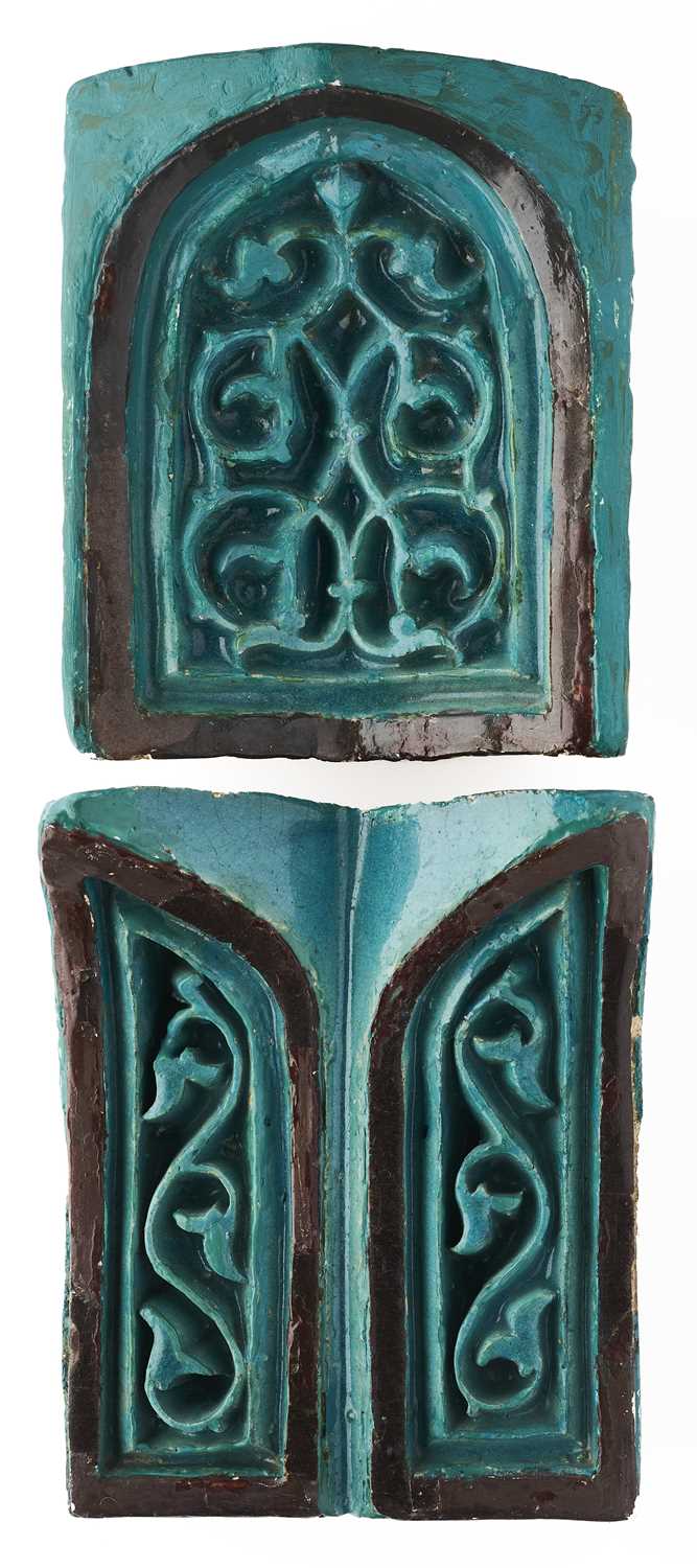 Lot 87 - TWO TIMURID MUQARNAS TILES, PERSIA, 14TH/15TH CENTURY