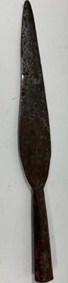 Lot 523 - VARIOUS TRIBAL WEAPONS AND SEVEN AFRICAN SPEARHEADS, MOSTLY 20TH CENTURY