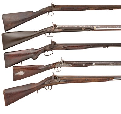 Lot 478 - FIVE PERCUSSION SPORTING GUNS, ALL 19TH CENTURY