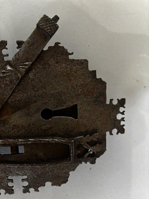 Lot 559 - A GOTHIC COFFER LOCK AND A FRENCH DOOR LOCK, LATE 15TH/16TH CENTURY