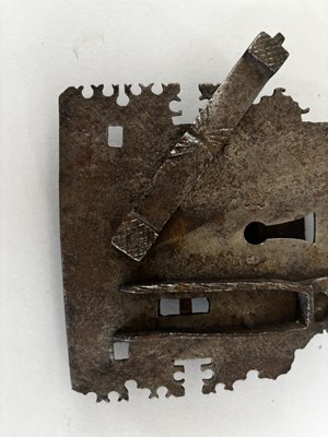 Lot 559 - A GOTHIC COFFER LOCK AND A FRENCH DOOR LOCK, LATE 15TH/16TH CENTURY