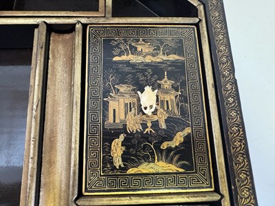 Lot 79 - A CHINESE EXPORT LACQUER GAMES BOX AND HINGED COVER, QING DYNASTY, 19TH CENTURY