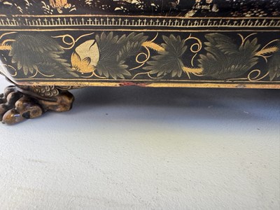 Lot 79 - A CHINESE EXPORT LACQUER GAMES BOX AND HINGED COVER, QING DYNASTY, 19TH CENTURY