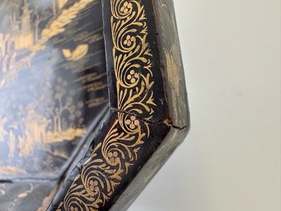 Lot 79 - A CHINESE EXPORT LACQUER GAMES BOX AND HINGED COVER, QING DYNASTY, 19TH CENTURY