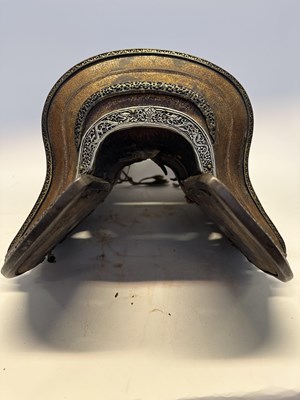 Lot 2 - A TIBETAN SADDLE, BRIDLE, AND A PAIR OF STIRRUPS, 18TH/19TH CENTURY OR EARLIER