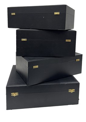 Lot 87 - FOUR LINED STORAGE OR TRANSPORT CASES FOR ANTIQUE WARES
