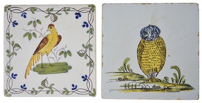 Lot 24 - A LIVERPOOL DELFTWARE TILE AND A BRISTOL DELFTWARE TILE