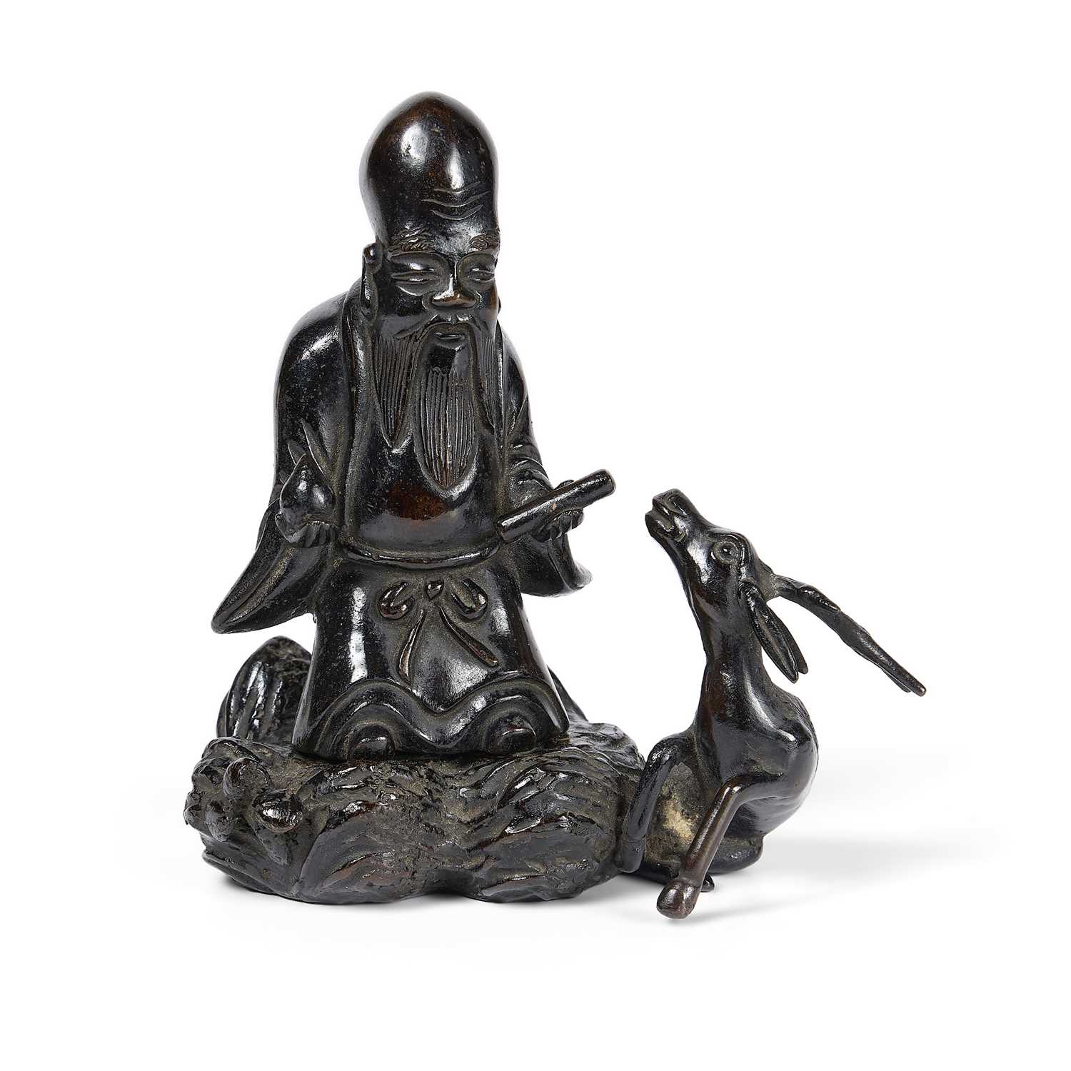 Lot 55 - A CHINESE BRONZE 'SHOULAO' CENSER, 18TH CENTURY