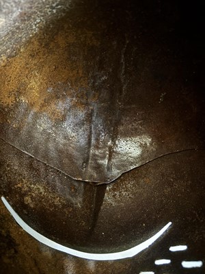 Lot 553 - A CLOSE-HELMET IN LATE 16TH/EARLY 17TH CENTURY STYLE, 19TH CENTURY