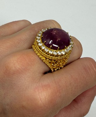 Lot 336 - RUBY AND DIAMOND RING, 1960s