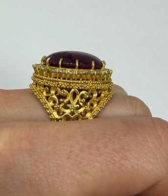 Lot 336 - RUBY AND DIAMOND RING, 1960s