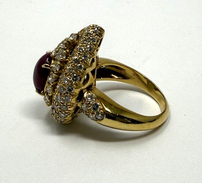 Lot 349 - RUBY AND DIAMOND CLUSTER RING. 1980s