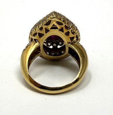 Lot 349 - RUBY AND DIAMOND CLUSTER RING. 1980s