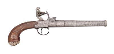 Lot 482 - A FLINTLOCK BOX-LOCK PISTOL BY BOWDLER, LATE 18TH CENTURY