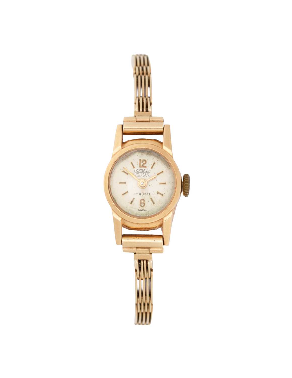 Lot 304 - CORNAVIN: LADY'S GOLD COCKTAIL WATCH, 1950s