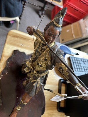 Lot 136 - A LARGE JAPANESE GILT-BRONZE AND MULTI-PATINATED OKIMONO OF A SAMURAI ARCHER BY JUKO, MEIJI PERIOD (1868-1912)