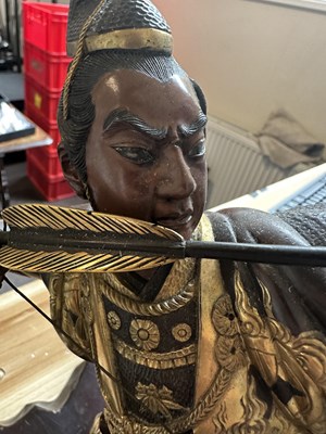 Lot 136 - A LARGE JAPANESE GILT-BRONZE AND MULTI-PATINATED OKIMONO OF A SAMURAI ARCHER BY JUKO, MEIJI PERIOD (1868-1912)