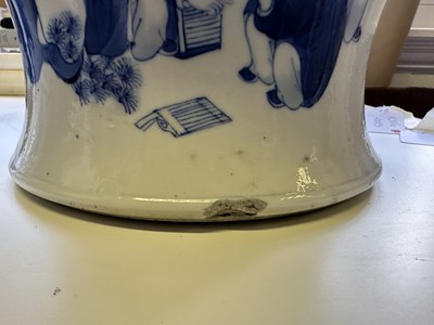 Lot 11 - A LARGE PAIR OF CHINESE BLUE AND WHITE 'HUNDRED BOYS' VASES AND COVERS, QING DYNASTY, 18TH CENTURY