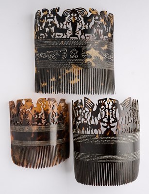 Lot 210 - THREE WOMEN'S HAIR ORNAMENTS (HAI KARA JANGGA), SUMBA, INDONESIA, CIRCA 1900