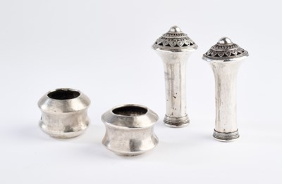 Lot 35 - TWO PAIRS OF SILVER EAR-ORNAMENTS, INDONESIA, 19TH CENTURY