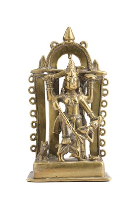 Lot 120 - A BRONZE FIGURE OF DURGA MAHISASURAMARDINI, WESTERN DECCAN, INDIA, 18TH CENTURY
