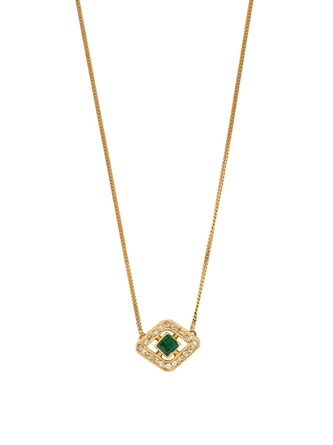 Lot 339 - EMERALD AND DIAMOND PENDANT